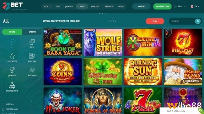 Trải nghiệm slot game tại 22bet như Reactoonz 2, Legacy of Dead, Rich Wilde