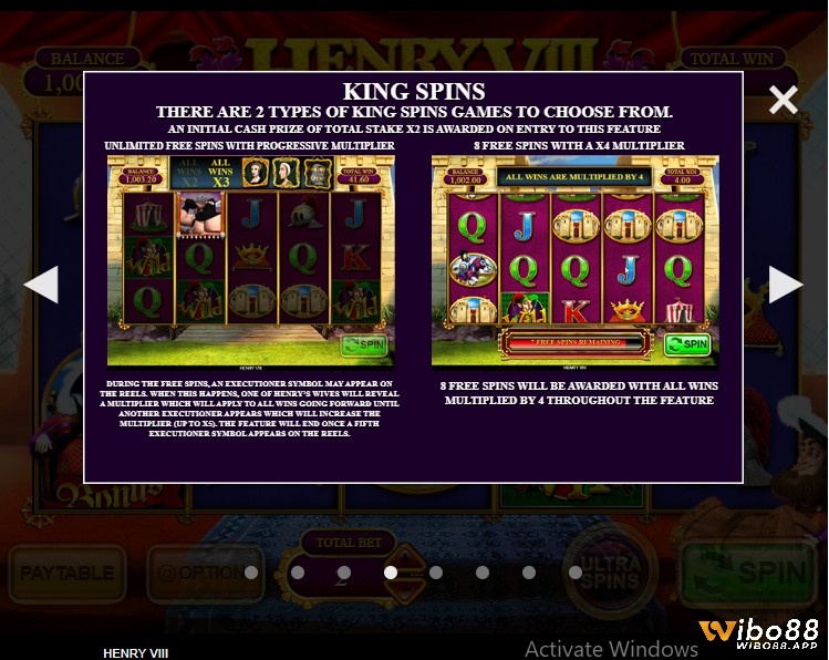 Người chơi được tham gia 2 loại trò chơi trong King Spins