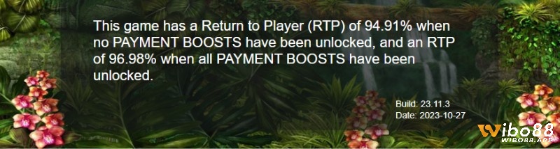 Tỷ lệ RTP trong trò chơi là 94,91%