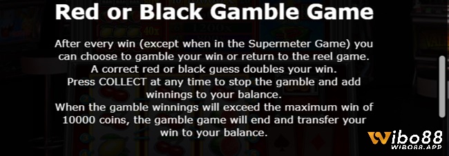 Tính năng Red or Black Gamble Game giúp bạn x2 lần tiền thắng cược