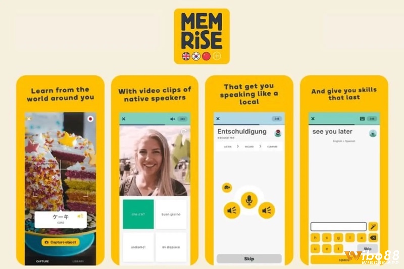 Memrise kết hợp hình ảnh, âm thanh và video để giúp người học ghi nhớ từ tương đối lâu hơn.