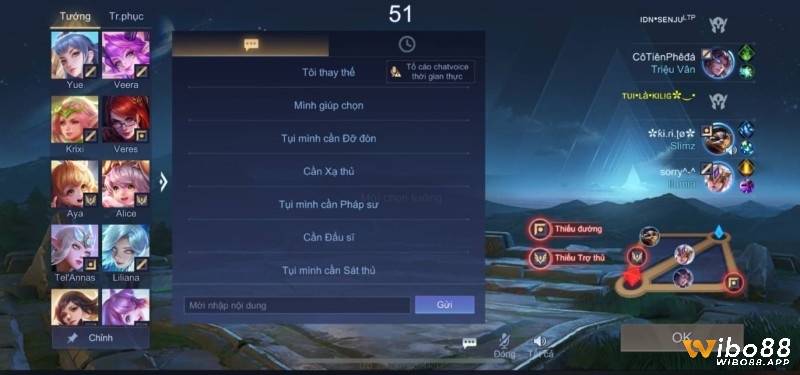 Dùng ping, chat nhanh và voice chat để chỉ huy, phối hợp trong giao tranh.