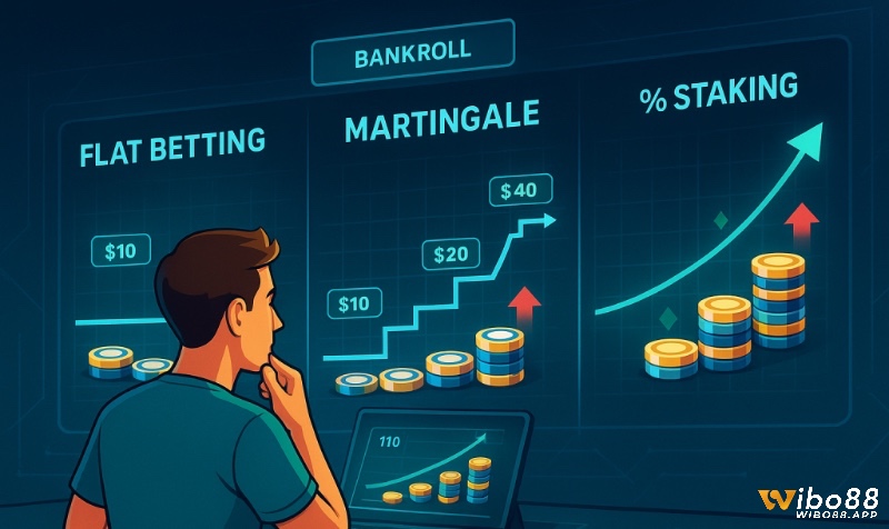Martingale mang rủi ro cao do tăng cược theo chuỗi thua, trong khi chiến lược Flat Betting là gì duy trì sự an toàn.