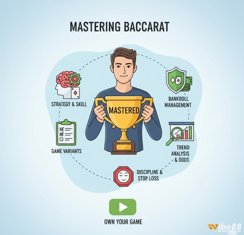 Người chơi Baccarat kết hợp chiến thuật cược Baccarat, quản lý vốn chặt chẽ và tâm lý vững vàng để làm chủ cuộc chơi