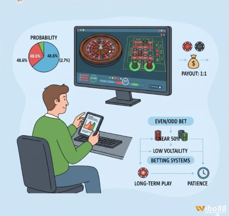 Người chơi roulette đặt cược even/odd là gì, tận dụng xác suất gần 50% làm nền tảng cho chiến thuật quản lý vốn