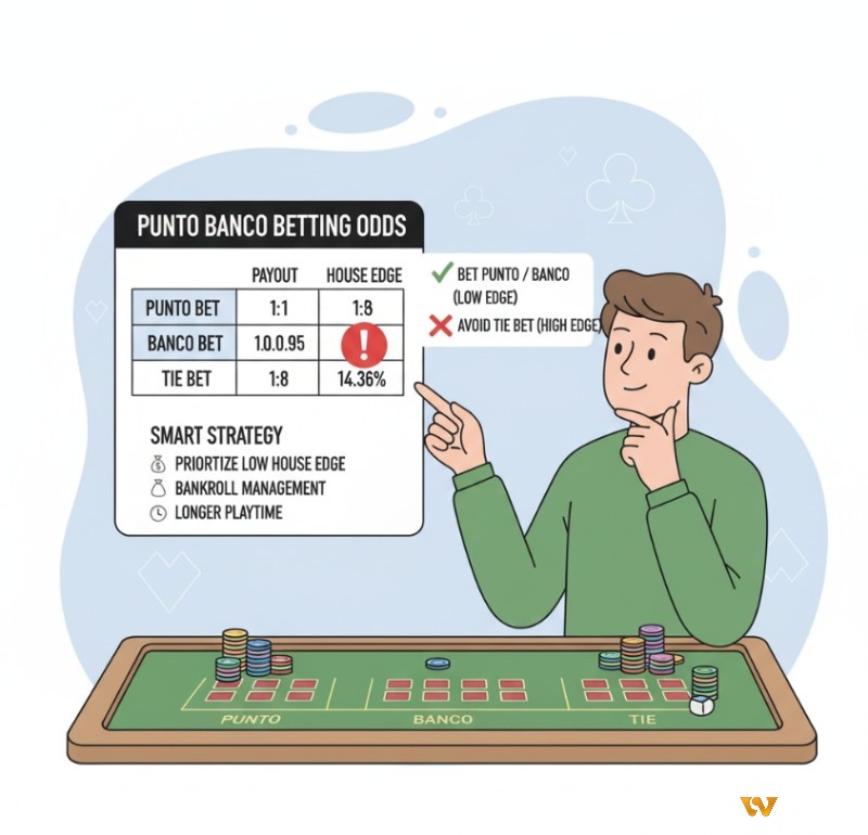 Người chơi nghiên cứu xác suất, tỷ lệ ăn và House Edge của ba cửa Punto – Banco – Tie nhằm đưa ra quyết định cược hợp lý