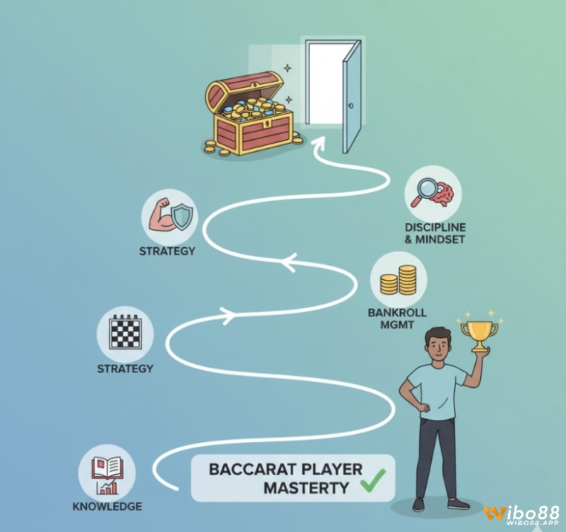 Người chơi baccarat tối ưu hóa xác suất Player thắng bằng cách kết hợp kiến thức, chiến thuật thông minh, quản lý vốn, và kiểm soát tâm lý