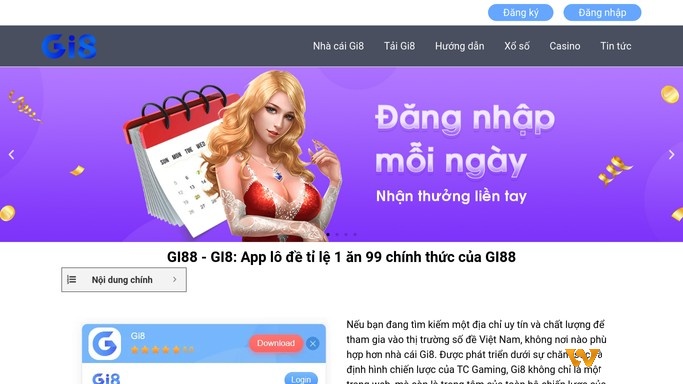 Việc đăng nhập Gi8 được thực hiện qua đường dẫn chuẩn, kèm các link dự phòng nhằm tăng cường bảo mật thông tin