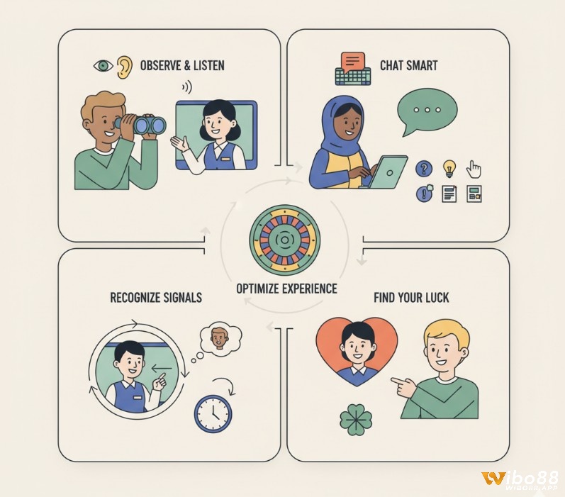 Người chơi tương tác hiệu quả với Dealer trực tiếp, đặt câu hỏi, quan sát và nhận biết tín hiệu trong roulette trực tuyến