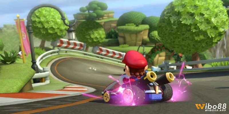 Kỹ thuật drift trong Mario Kart 8 Deluxe tại Neo Bowser City khi trời mưa