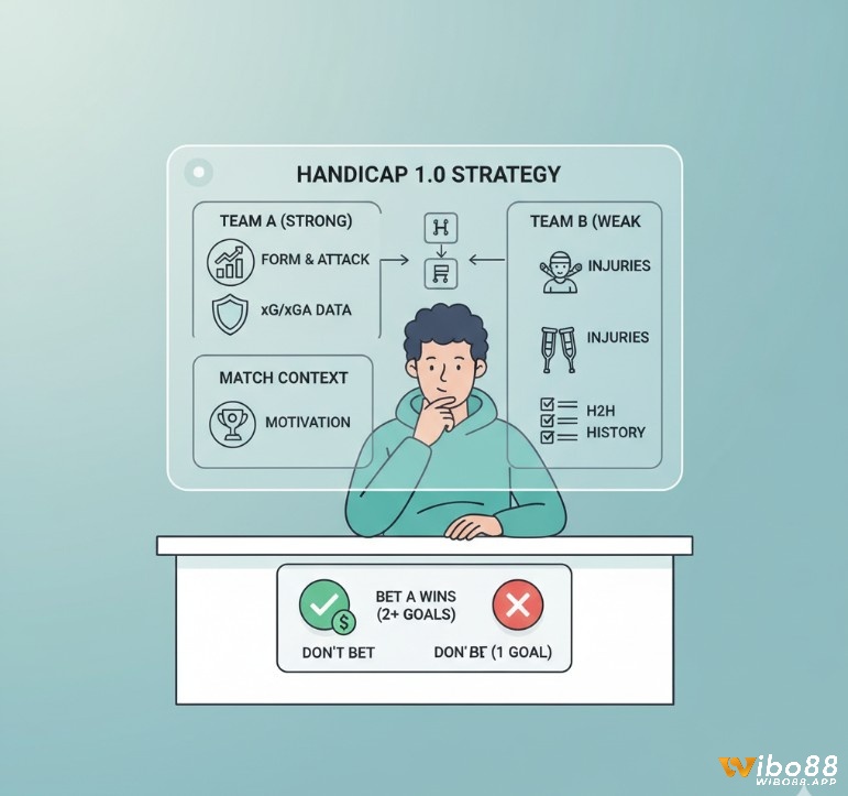 Người chơi cá cược đang cân nhắc đặt cược kèo chấp 1.0, phân tích hiệu suất đội, động lực thi đấu, và tình hình lực lượng