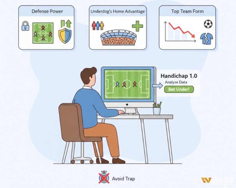 Người chơi cá cược phân tích trận đấu bóng đá, đánh giá chiến thuật đội cửa dưới, phong độ cửa trên và lợi thế sân nhà để chọn kèo chấp 1.0