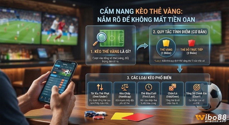 Cẩm nang kèo thẻ vàng chi tiết từ khái niệm, quy tắc tính điểm thẻ phạt (vàng, đỏ) đến các loại kèo phổ biến giúp tránh mất tiền oan
