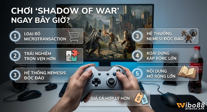 Tổng quan 5 lợi ích chơi game Middle-earth: Shadow of War: loại bỏ microtransaction, Nemesis độc đáo, trải nghiệm trọn vẹn và giá tốt