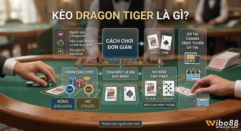 Tổng quan kèo dragon tiger (kèo rông hổ) chi tiết: cách chơi 3 bước đơn giản, nguồn gốc Campuchia, có tại casino trực tuyến uy tín
