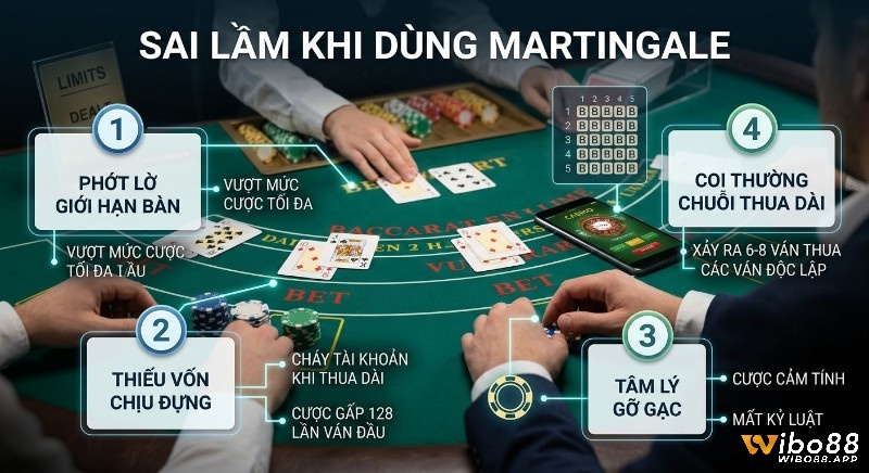Checklist 4 sai lầm phổ biến khi, áp dụng Martingale trong Baccarat: phớt lờ giới hạn bàn, thiếu vốn và tâm lý gỡ gạc