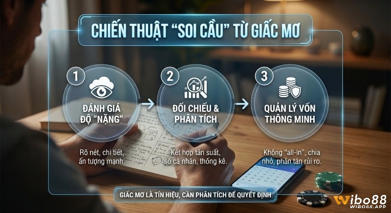 Quy trình 3 bước triển khai chiến thuật soi cầu từ giấc mơ, gồm đánh giá, phân tích và quản lý vốn thông minh