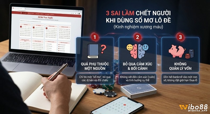 Tổng hợp 3 sai lầm chết người khi dùng sổ mơ lô đề: quá phụ thuộc nguồn, bỏ qua cảm xúc, không quản lý vốn giúp tránh rủi ro