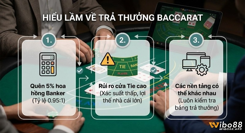 Checklist 3 sai lầm phổ biến khi tính trả thưởng baccarat cơ bản: quên 5% Banker, đánh giá Tie và kiểm tra nền tảng