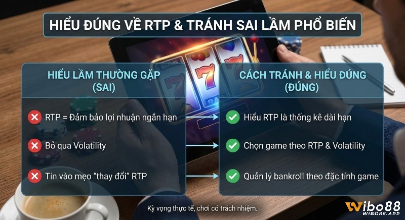 Hướng dẫn nhận diện sai lầm và hiểu đúng về RTP game slot, cách kết hợp Volatility để quản lý bankroll hiệu quả