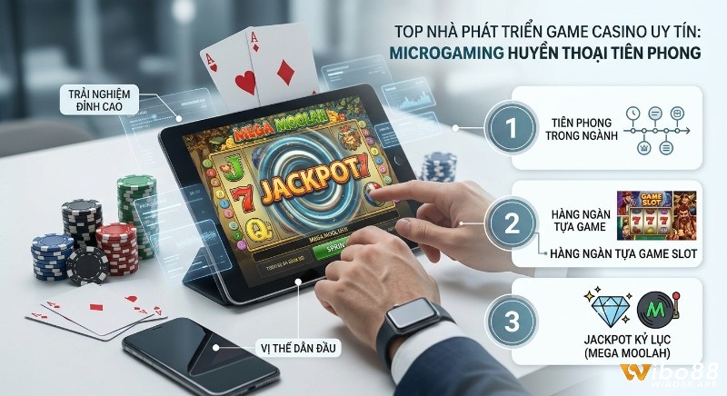 Tổng quan 3 điểm nổi bật về Microgaming, nhà phát triển game casino uy tín tiên phong, với hàng ngàn tựa game slot và jackpot kỷ lục Mega Moolah