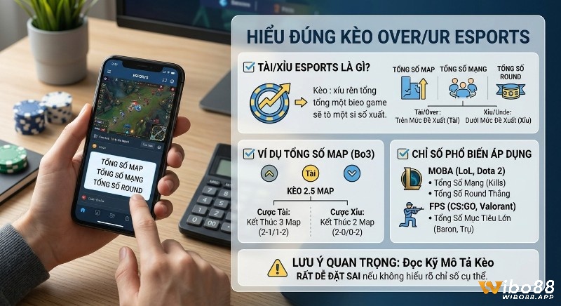 Hướng dẫn chi tiết cách hiểu và đặt kèo cược eSports kèo Over/Under dựa trên tổng số map, mạng, round để không mất tiền oan