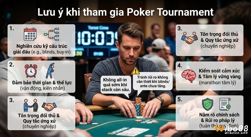 Checklist 5 lưu ý thành công khi, đấu Poker Tournament là gì : nghiên cứu cấu trúc, kiểm soát tâm lý, không all-in sớm