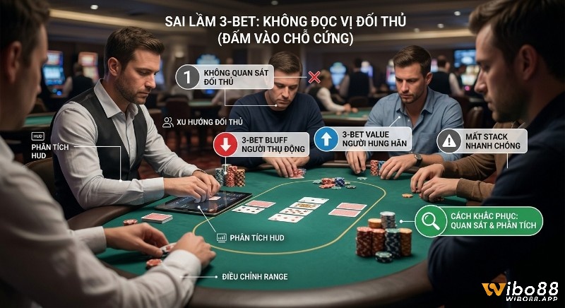 Hướng dẫn khắc phục sai lầm 3-bet: không đọc vị đối thủ, dễ mất stack