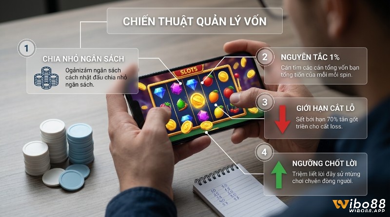 Chiến thuật quản lý vốn hiệu quả cho casino 3D slots: chia nhỏ ngân sách, nguyên tắc 1%, giới hạn cắt lỗ và chốt lời, hiển thị trên điện thoại và chip