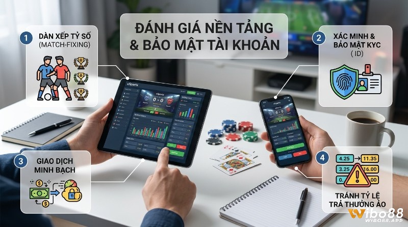 Đánh giá nền tảng và bảo mật tài khoản eSports: tránh dàn xếp tỷ số, xác minh KYC, giao dịch minh bạch, tránh tỷ lệ trả thưởng ảo trên ứng dụng cá cược