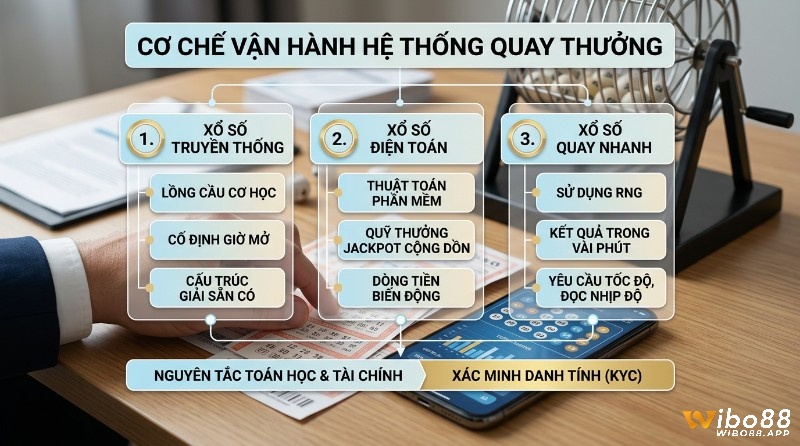 Cơ chế vận hành hệ thống quay thưởng xổ số là gì: truyền thống (lồng cầu), điện toán (phần mềm, jackpot), quay nhanh (RNG, tốc độ)
