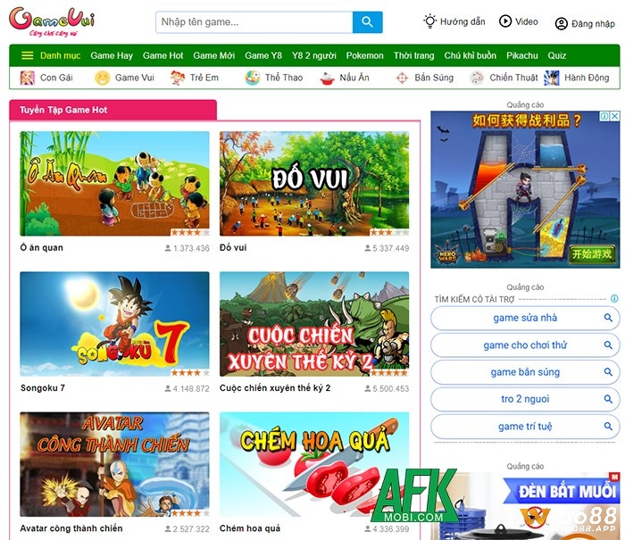 GameVui có kho trò chơi tiếng Việt đa dạng và dễ tiếp cận
